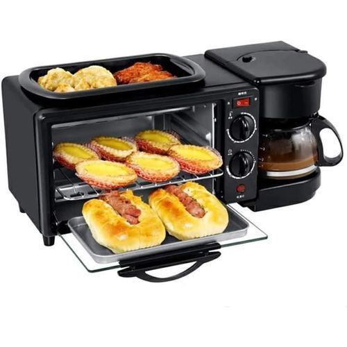 Mini Four Multifonction 3-en-1 avec Cafetière Intégrée – Petit-Déjeuner Trois-en-Un