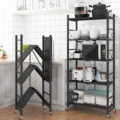 Étagère à Plantes sur Roulettes – Support de Rangement5 niveaux Multifonction en Métal pour Intérieur
