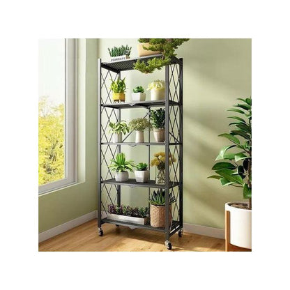 Étagère à Plantes sur Roulettes – Support de Rangement5 niveaux Multifonction en Métal pour Intérieur