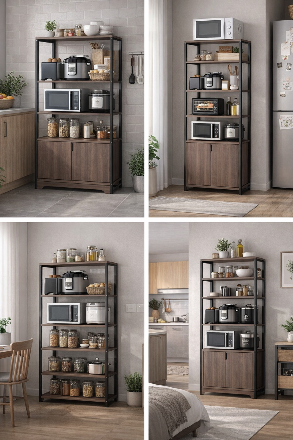 Étagère de Cuisine Multifonction avec Rangement pour Micro-ondes et Appareils Électroménagers